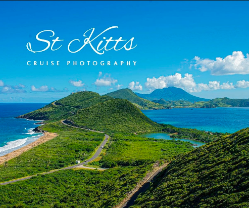 Green hills and turquoise coastline of St. Kitts